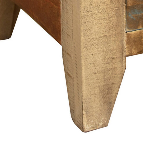 Fena 26 Inch Narrow End Table, Open Shelf, Multicolor Distress Pine Wood