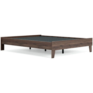 Sof Queen Size Platform Bed, Low Profile, Footboard, Dark Brown Finish