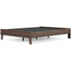 Sof Queen Size Platform Bed, Low Profile, Footboard, Dark Brown Finish