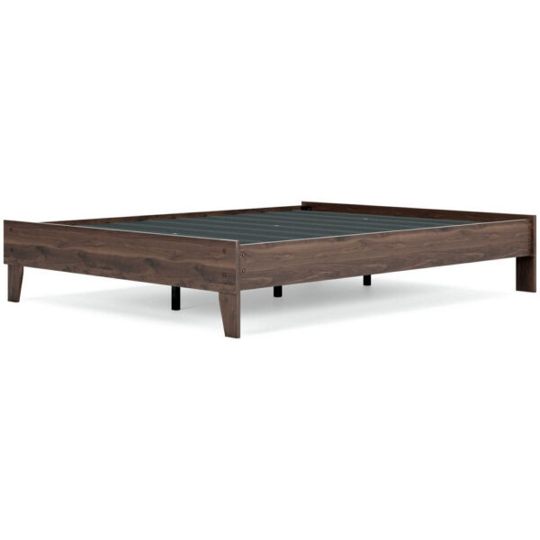 Sof Queen Size Platform Bed, Low Profile, Footboard, Dark Brown Finish