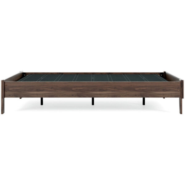 Sof Queen Size Platform Bed, Low Profile, Footboard, Dark Brown Finish