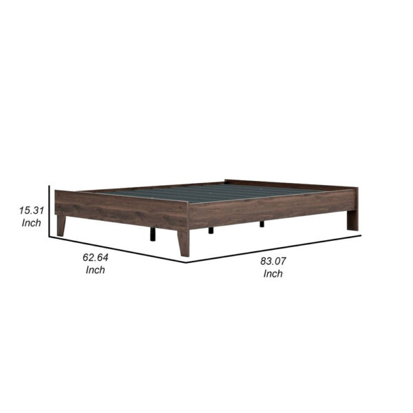 Sof Queen Size Platform Bed, Low Profile, Footboard, Dark Brown Finish