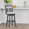 Matt 24 Inch Swivel Counter Strool, Cushioned Seat and Backrest, Mist Gray