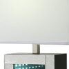 Ziva 27 Inch Table Lamp, LED Night Light, Rectangular Shade, Shiny Silver