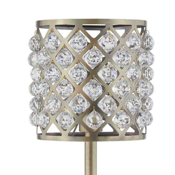 1502202669919b4d7211f.jpeg Dany 24 Inch Table Lamp with Crystal Drum Shade, Black Metal, Antique Brass