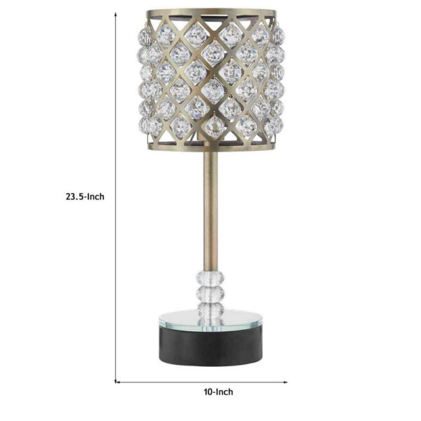 1502202669919b510a2c1.jpeg Dany 24 Inch Table Lamp with Crystal Drum Shade, Black Metal, Antique Brass