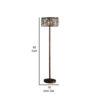 60 Inch Floor Lamp with Crystal Drum Shade, Metal Base, Antique Bronze
