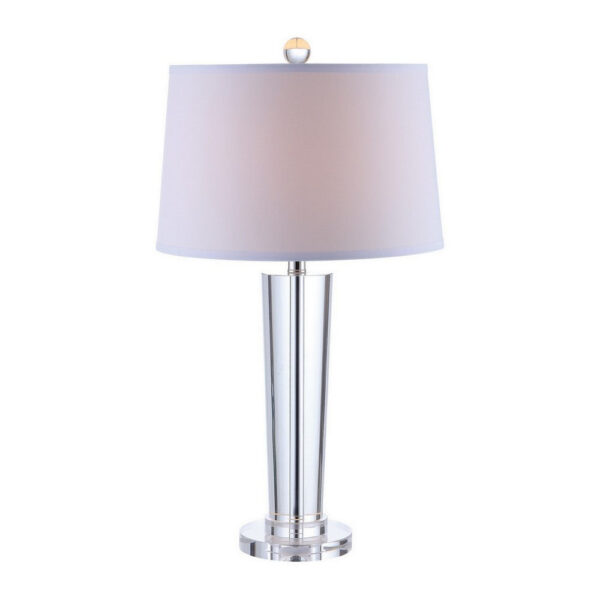 27 Inch Table Lamp with Glass Stand, Empire Shade, Metal, Clear Finish