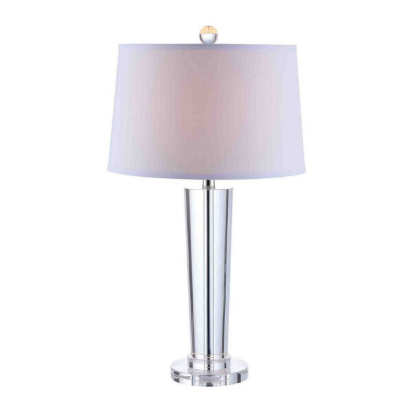 27 Inch Table Lamp with Glass Stand, Empire Shade, Metal, Clear Finish