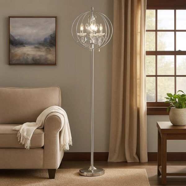 1502202669919b92d53e3.jpeg Shine 61 Inch Floor Lamp, Chandelier Style, Crystal and Metal, Chrome