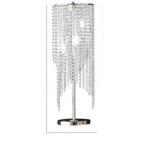 1502202669919b955a255.jpeg Mindy 30 Inch Table Lamp, Crystal Raindrops Design, Metal, Clear Finish