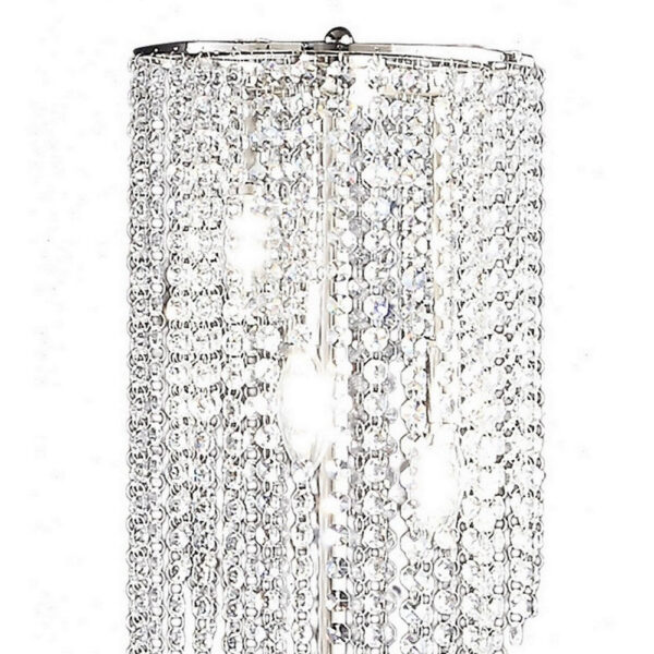 Mindy 30 Inch Table Lamp, Crystal Raindrops Design, Metal, Clear Finish