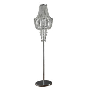 1502202669919ba524de3.jpeg Cara 62 Inch Floor Lamp, Hanging Drop Design, Crystal and Metal, Chrome