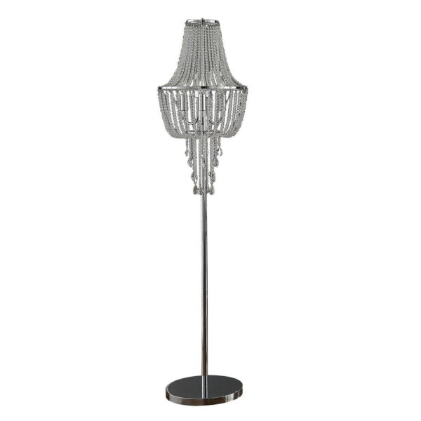 1502202669919ba524de3.jpeg Cara 62 Inch Floor Lamp, Hanging Drop Design, Crystal and Metal, Chrome