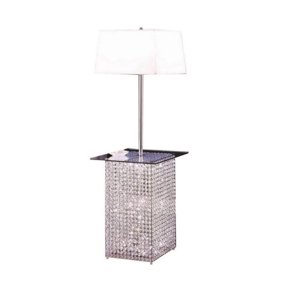 1502202669919bb83bb32.jpeg 59 Inch Floor Lamp with Glass Tabletop, Crystal Stand, Metal, Clear