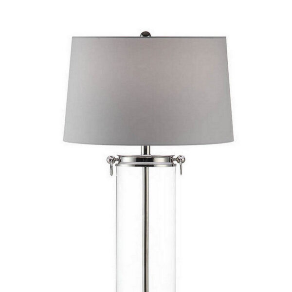 Axie 60 Inch Floor Lamp, Clear Glass Stand, Empire Shade, Metal, Nickel