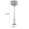 Axie 60 Inch Floor Lamp, Clear Glass Stand, Empire Shade, Metal, Nickel