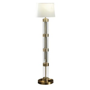 1502202669919bf3c05c4.jpeg Kria 60 Inch Floor Lamp, Clear Glass Stand, Metal Bands, Antique Brass