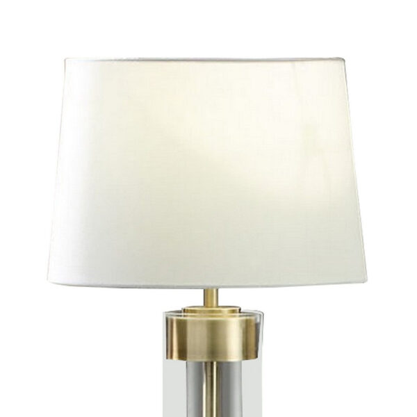 Kria 60 Inch Floor Lamp, Clear Glass Stand, Metal Bands, Antique Brass