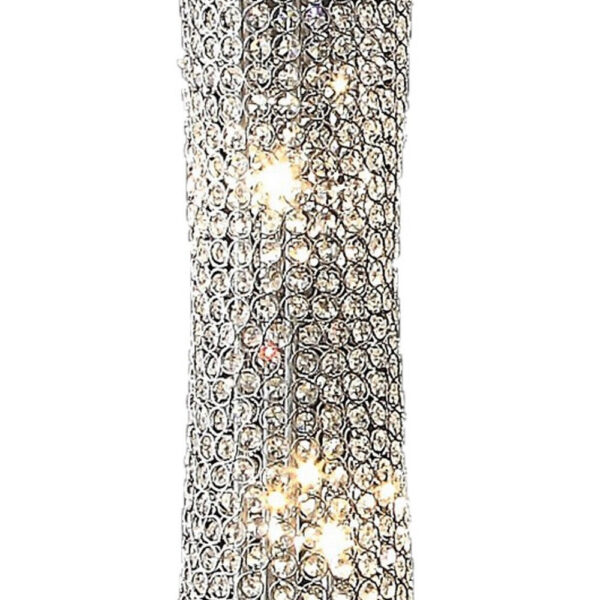 Wren 57 Inch Floor Lamp, Crystal Base with Subtle Curve, Metal, Silver