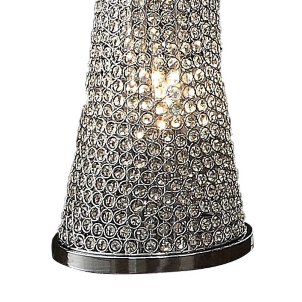 Wren 57 Inch Floor Lamp, Crystal Base with Subtle Curve, Metal, Silver