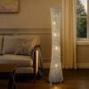 Wren 57 Inch Floor Lamp, Crystal Base with Subtle Curve, Metal, Silver