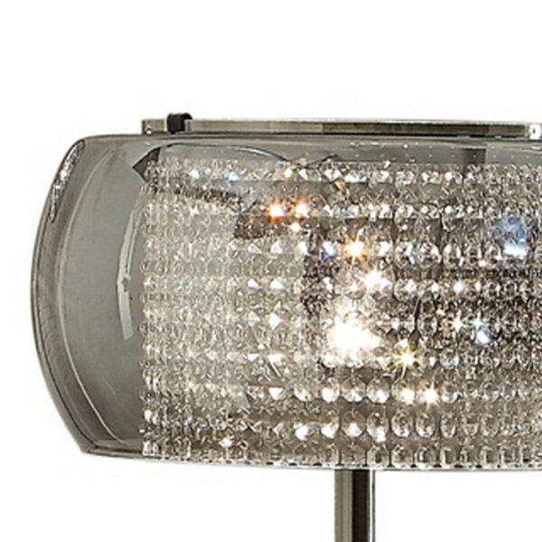 Hana 30 Inch Table Lamp, Modern Crystal Glass Shade, Metal, Black Nickel