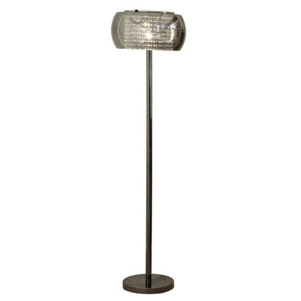 Hana 61 Inch Floor Lamp, Modern Crystal Glass Shade, Metal, Black Nickel