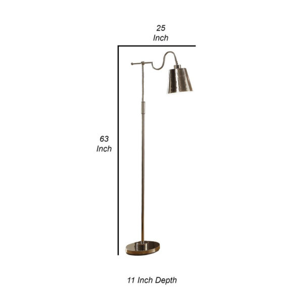 1502202669919c64bc972.jpeg 63 Inch Floor Lamp, Cone Metal Shade, Round Base, Silver Finish