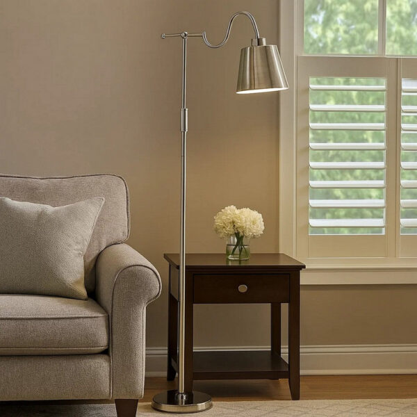 1502202669919c682a036.jpeg 63 Inch Floor Lamp, Cone Metal Shade, Round Base, Silver Finish