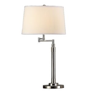 31 Inch Table Lamp Set of 2, Empire Fabric Shade, Modern Nickel Base