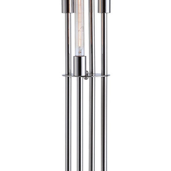 59 Inch Floor Lamp, 4 LED Lights, Metal Round Base, Glossy Nickel Finish