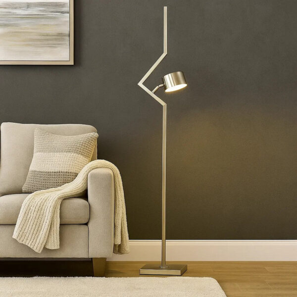60 Inch Floor Lamp, Metal Drum Shade, Modern Style, Square Base, Nickel