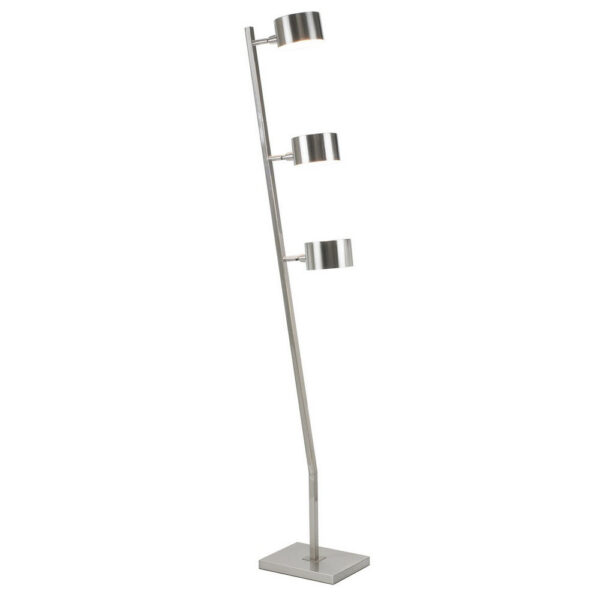 60 Inch Floor Lamp, 3 Drum Metal Shades, Modern Style, Silver Frame
