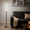 Sun 58 Inch Floor Lamp, Accent Twisted Modern Design, LED Chrome Base