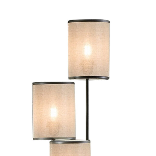 1502202669919d0966f73.jpeg Zen 67 Inch Floor Lamp, 3 Drum Fabric Shades, Round Metal Base, Gray