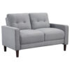 Bow 54 Inch Loveseat, Grid Tufted Back, Track Arms, Self Welt Trim, Gray