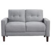 Bow 54 Inch Loveseat, Grid Tufted Back, Track Arms, Self Welt Trim, Gray