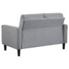 Bow 54 Inch Loveseat, Grid Tufted Back, Track Arms, Self Welt Trim, Gray