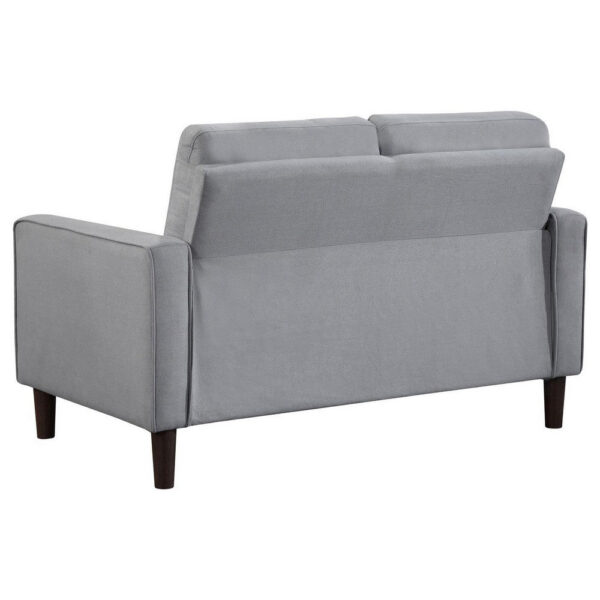 Bow 54 Inch Loveseat, Grid Tufted Back, Track Arms, Self Welt Trim, Gray