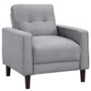 Bow 32 Inch Accent Chair, Grid Tufted, Track Arms, Self Welt Trim, Gray