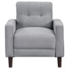 Bow 32 Inch Accent Chair, Grid Tufted, Track Arms, Self Welt Trim, Gray