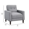 Bow 32 Inch Accent Chair, Grid Tufted, Track Arms, Self Welt Trim, Gray