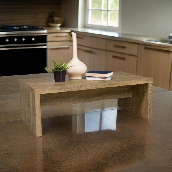 Nette 47 Inch Coffee Table with Rough Hewn Saw Marks, Wood, Natural Brown