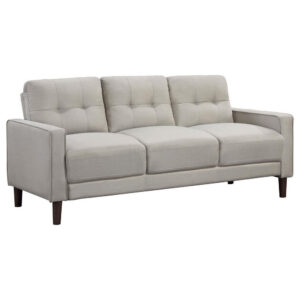 Bow 77 Inch Sofa, Grid Tufted Back, Track Arms, Self Welt Trim, Beige