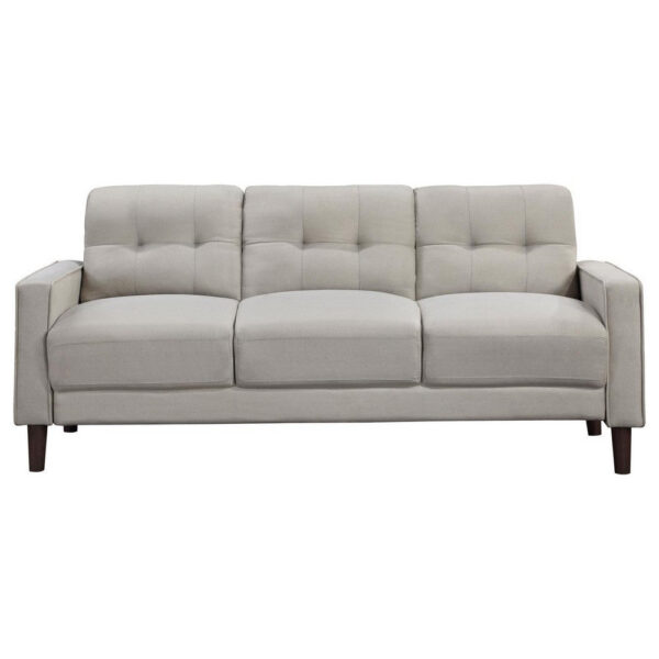 1502202669919dc4c7b6f.jpeg Bow 77 Inch Sofa, Grid Tufted Back, Track Arms, Self Welt Trim, Beige