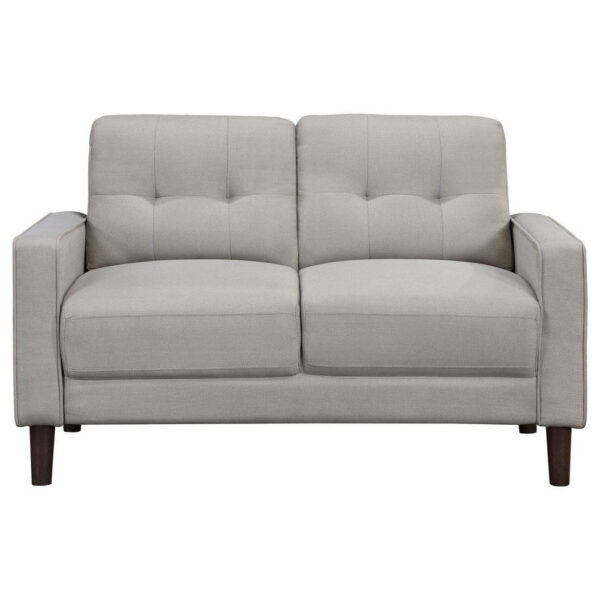 Bow 54 Inch Loveseat, Grid Tufted Back, Track Arms, Self Welt Trim, Beige