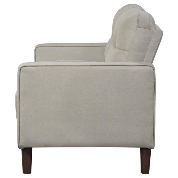 Bow 54 Inch Loveseat, Grid Tufted Back, Track Arms, Self Welt Trim, Beige