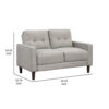 Bow 54 Inch Loveseat, Grid Tufted Back, Track Arms, Self Welt Trim, Beige