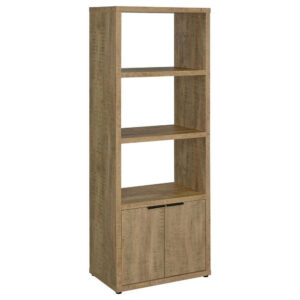 Tag 71 Inch Media Tower with 3 Shelves, 2 Doors, MDF Wood, Mango Brown